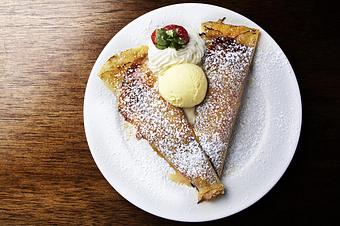 Product: Warm crepe, dulce de leche spread, vanilla ice cream, whipped cream - Novecento Brickell in Miami, FL Steak House Restaurants