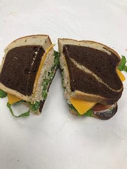 Product: Albacore Tuna Salad on Fresh Swirl Rye Bread - On a Roll Sandwich Shoppe in Carlsbad, CA Delicatessen Restaurants