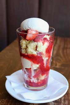 Product: Seasonally inspired menu with daily specials. Pictured: Strawberry Sundae. - Onespeed in Sacramento, CA Pizza Restaurant