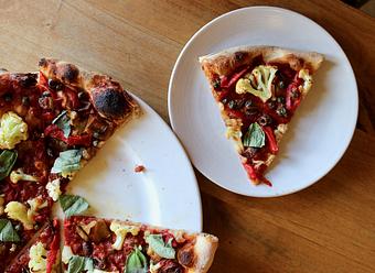 Product: Seasonally inspired menu with daily specials. Pictured: Seasonal Vegan Pie. - Onespeed in Sacramento, CA Pizza Restaurant