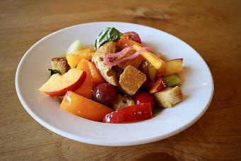 Product: Seasonally inspired menu with daily specials. Pictured: Panzanella. - Onespeed in Sacramento, CA Pizza Restaurant