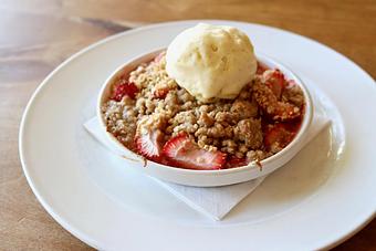 Product: Seasonal Fruit Crisp with Oat Streusel, Vanilla Ice Cream - Onespeed in Sacramento, CA Pizza Restaurant