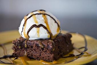 Product: Divine Brownie a la Mode - Opal Divine’s Austin Grill in Travis Heights/ South Austin - Austin, TX American Restaurants