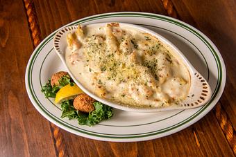 Product: Shrimp & Penne Pasta Alfredo - Original Oyster House Boardwalk in Gulf Shores, AL Seafood Restaurants