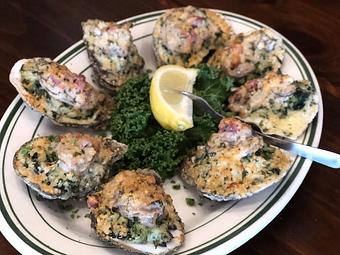 Product: Oysters Rockefeller - Original Oyster House Boardwalk in Gulf Shores, AL Seafood Restaurants