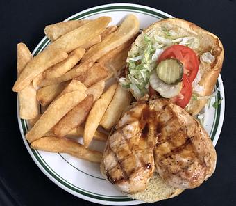 Product: Bourbon Glazed Chicken Sandwich - Original Oyster House Boardwalk in Gulf Shores, AL Seafood Restaurants