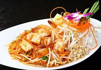 Product: wok-fried medium rice noodle, tofu, egg, bean sprout, chives & crushed peanuts - Osha Thai Noodle Cafe in Tenderloin - San Francisco, CA Thai Restaurants Product: wok-fried medium rice noodle, tofu, egg, bean sprout, chives & crushed peanuts - Osha Thai Noodle Cafe in Tenderloin - San Francisco, CA Thai Restaurants