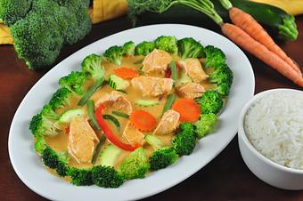 Product: Salmon in a spicy Panang Curry - Pacific Thai Santa Cruz in Downtown Santa Cruz - Santa Cruz, CA Thai Restaurants