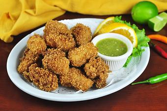 Product: Squid in katsu breading, fried and served with house-made green chili sauce - Pacific Thai Santa Cruz in Downtown Santa Cruz - Santa Cruz, CA Thai Restaurants