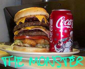 Product: The Monster Burger - Parker's Restaurant in Drummond, MT American Restaurants
