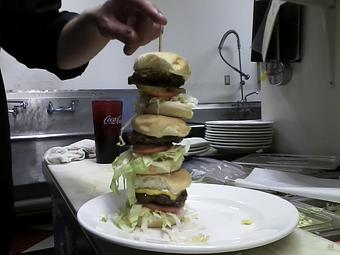 Product: 3mini cheeseburgers loaded and skewered - Parker's Restaurant in Drummond, MT American Restaurants