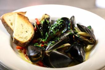 Product: Steamed Mediterranean Mussels - Pearl Seafood & Oyster Bar in Lincoln Square - Bellevue, WA Seafood Restaurants