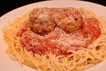 Product: Spaghetti with Meatballs - Philie B's in San Pedro, CA Italian Restaurants