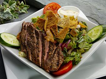 Product: Fatoush Beef Salad - Phoenician Garden Mediterranean Bar and Grill in Fresno, CA American Restaurants