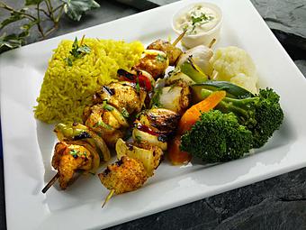Product: Chicken Kebob Plate - Phoenician Garden Mediterranean Bar and Grill in Fresno, CA American Restaurants