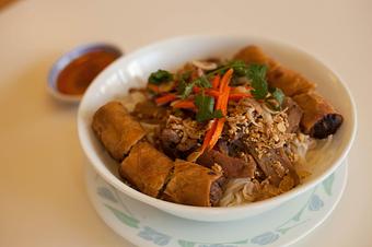 Product: V4 - Rice Vermicelli w/ egg rolls and grilled pork - Phohanoi in Gainesville, FL Vietnamese Restaurants