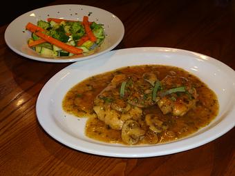 Product: Chicken Marsala with Steamed Vegetables - Piccola Italia Pizza and Restaurant in Raleigh, NC Italian Restaurants