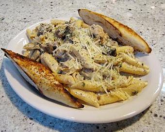 Product: Steak Strip Alfredo - Pizza Schmizza Pub & Grub in Cornell - Portland, OR Pizza Restaurant