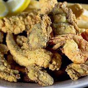 Product: Seafood Platter with Catfish Oysters, and Shrimp with Fries - Porter & Luke's in Metairie, LA American Restaurants
