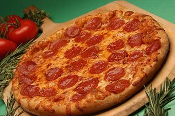 Product: This is a picture of our pepperoni pizza - Potomac Village Deli in Kentlands - Gaithersburg, MD American Restaurants