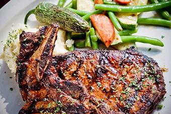 Product: Jalapeño Pork Chops - Press Box Grill in Downtown Dallas - Dallas, TX American Restaurants