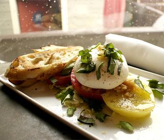 Product: Marinated tomato, shaved celery hearts and asparagus topped with soft mozzerella burrata. Served with toasted baguette. - PUBlic House in Old Town Temecula - Temecula, CA American Restaurants