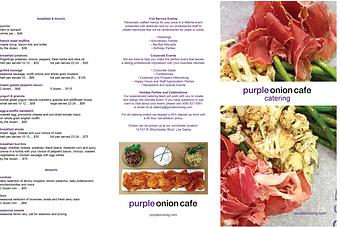 Product: Purple Onion Cafe Catering Menu Pg 1 - Purple Onion Cafe in Downtown Los Gatos - Los Gatos, CA American Restaurants