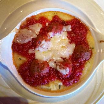 Product: Meatballs with Creamy Polenta - Rachel's Cafe in Syosset, NY American Restaurants
