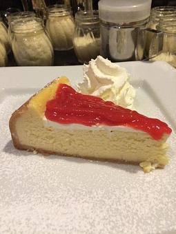 Product: Mascarpone Cheesecake with Rhubarb Jam - Rachel's Cafe in Syosset, NY American Restaurants