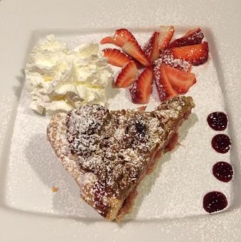 Product: Strawberry Rhubarb Pie - Rachel's Cafe in Syosset, NY American Restaurants