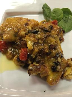 Product: Monkfish with Cauliflower, Golden Raisins, Saffron - Rachel's Cafe in Syosset, NY American Restaurants