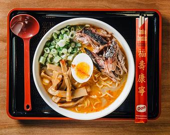 Product: one of our most popular specials, this bowl features a fortified version of our tonkotsu broth, topped with smoked pork shoulder, finished with menma, green onions, ramen egg, ichimi and rayu - Ramen San in Chicago, IL Restaurants/Food & Dining