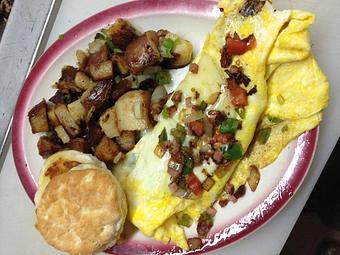 Product: A real meat lover's omelet - Raymary Street Grill in Bokeelia - Bokeelia, FL American Restaurants