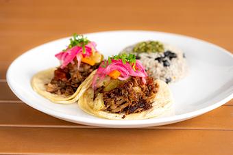Product: Chicken, Brisket or Sirloin. Chile guajillo, encurtido, pickled red onion, cilantro, corn tortillas. - Red Mesa Restaurant in St Petersburg, FL Mexican Restaurants