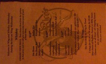 Product: Wing and Whiskey Wednesday. Try one of our flights! - Rico's Public House in Pullman, WA American Restaurants