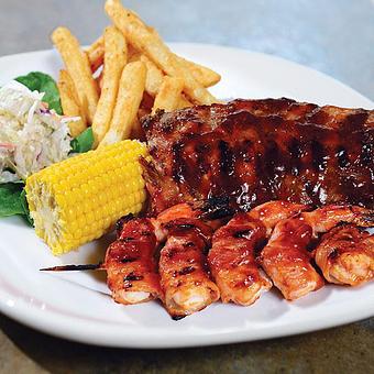 Product: Mr. B’s Famous Baby Back Ribs & BBQ Shrimp Combo - Rockafeller's Restaurant in Virginia Beach, VA Seafood Restaurants
