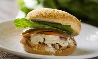 Product: Alabama Chicken Sandwich with addictive white sauce. - Romaines in Missoula, MT American Restaurants
