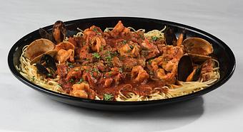 Product: Shrimp Fra Diavolo over Linguine - Rustic Inn Crabhouse in Fort Lauderdale, FL Seafood Restaurants