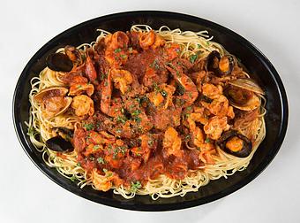 Product: Shrimp Fra Diavolo over Linguine - Rustic Inn Crabhouse in Fort Lauderdale, FL Seafood Restaurants