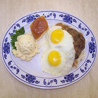 Product: Loco Moco with the eggs, Over Easy! - Rutt's Hawaiian Cafe in Los Angeles, CA American Restaurants