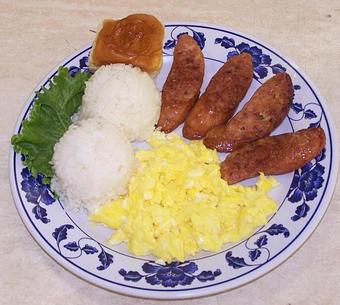 Product: Portuguese Sausage Breakfast Plate - Rutt's Hawaiian Cafe in Los Angeles, CA American Restaurants