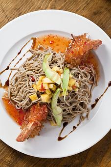 Product: Shrimp and Soba - Sabrina's Cafe in Powelton Village - Philadelphia, PA American Restaurants Product: Shrimp and Soba - Sabrina's Cafe in Powelton Village - Philadelphia, PA American Restaurants