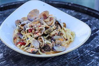 Product: Clams and Linquine - Salty's on Alki in Alki Beach, West Seattle - Seattle, WA American Restaurants