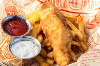 Product: Fish and Chips - Salty's on Alki in Alki Beach, West Seattle - Seattle, WA American Restaurants