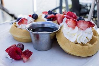 Product: Belgian Waffle - Salty's on Alki in Alki Beach, West Seattle - Seattle, WA American Restaurants