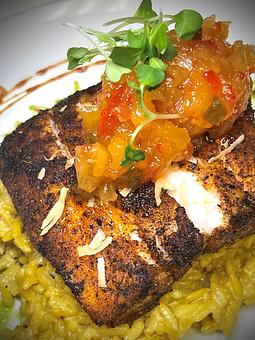 Product: Crispy Coconut Rice, Gingered Pineapple-Jalapeno Chutney, Thai-Basil & Green Onion Pesto - Savour in Tallahassee, FL American Restaurants