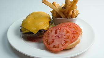 Product: Classic Burger with cheese and extra tomato - Skylark Diner & Lounge in Edison, NJ American Restaurants