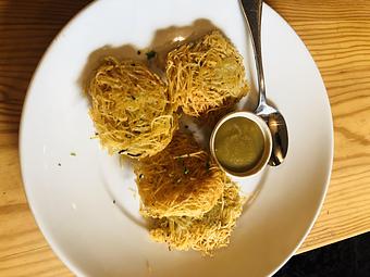 Product: Crispy Potato pancakes served with haus made apple sauce - Speisekammer in Alameda, CA Bars & Grills