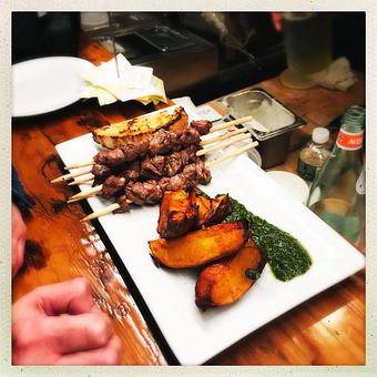 Product: Secondi :: Lamb Arrosticini: Lean grilled skewers ~ wood oven-roasted rosemary potatoes ~ chimichurri sauce - Spiga Ristorante in Needham Heights, MA Italian Restaurants