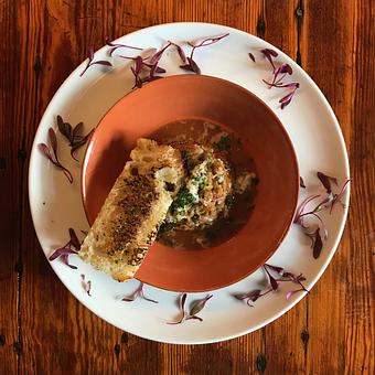 Product: Guazzetti: Eggplant—Eggplant caponata ~ Pecorino Abruzzese ~ oven-finished and fragrant - Spiga Ristorante in Needham Heights, MA Italian Restaurants